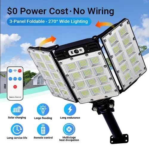 Qawtor Solar Flood Lights Motion Sensor Remote Control IP65 Waterproof 3 Brightness Modes Super Bright Outdoor Security Lights Summervibes, Fathersdaygift, DealsForYouDays, Solar Street Lights