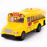 ArtCreativity Yellow Friction-Powered School Bus Toy for Kids - 11in Push-and-Go Toy Vehicle with Lights, Sounds, Opening Doors
