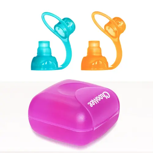 SoftSip Food Pouch Silicone Tops + Travel Case | Purple, 2 CT