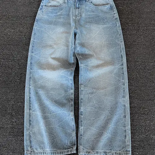 Men's Vintage Straight Leg Jeans, Loose Casual Comfy Pocket Denim Jeans for Daily Wear, Men's Bottoms for All Seasons
