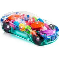 ArtCreativity Bump & Go Automatic Multifunctional Car Kids Toy - Translucent Model Vehicle with Moving Gears, Music, LED Lights, Playful Sound, Unisex Cool Gift, Batteries Included for Music + Motion Play, Kids Toys