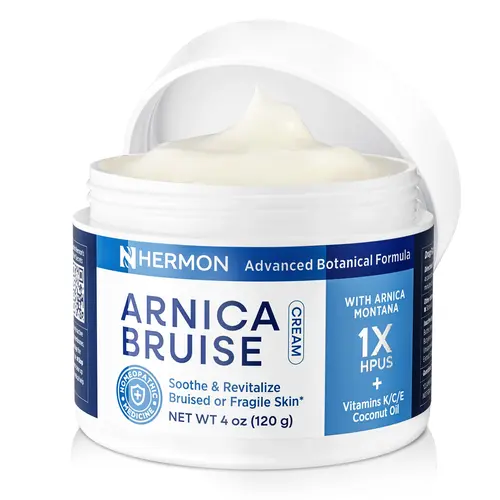 Hermon Arnica Bruise Cream Extra Strength – Fast-Acting for Bruising & Swelling on Thin Skin - High Strength Arnica Montana with Vitamins K, C & E–Hydrating Moisturizer for Face & Body 4 oz