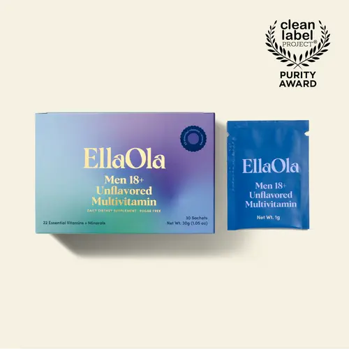 EllaOla Men's Essential Unflavored Multivitamin (C) - 30-Day Supply - 22 Vitamins & Minerals - Energy, Brain & Heart Support - Zero Sugar - Allergen-Free - Third-Party Tested - Dietitian-Developed