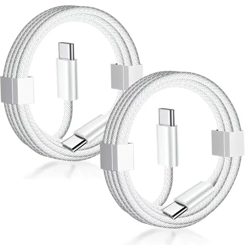 USB C to USB C Cable 2 Pack, 6FT & 10FT, 60W Fast Charging Nylon Braided Type C Charger Cord Compatible with iPhone 16/16 Pro/16 Plus/16 Pro Max, iPhone 15 Series, Samsung Galaxy S25/S24/S23/S22, Note 20, iPad Pro, MacBook Air, Mobile, Type C Port