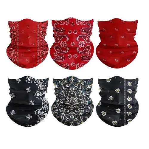 Yeomoo 6Pcs Mix 6 Styles UV Protection Cooling Neck Gaiter Set - Unisex One Size Men's Accessories, Seamless Bandana, Breathable Face Mask, Sun Visor Cap, Outdoor Sports Headwear for Biking,Fishing, Unisex Sizes