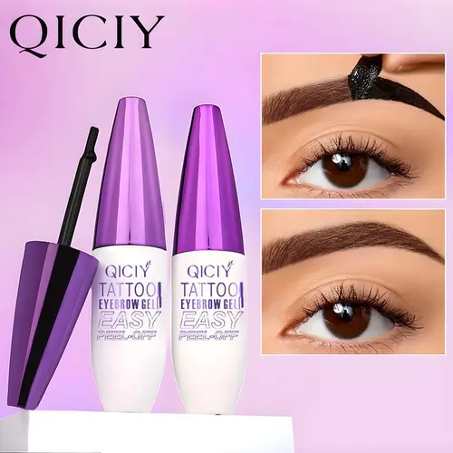 Easy Peel-Off Colored Brow Gel - Waterproof, Sweatproof, Long-Lasting Black/Brown Tattoo Tint, Film-Forming, Medium Coverage Brush-On, Flawless Smoothening, Color Correction, For Adults Normal & All Skin Types Makeup Cosmetic