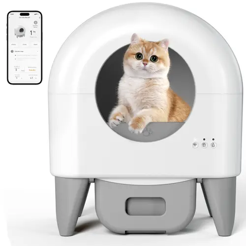 SohoChic 95L Automatic Self-Cleaning Hybrid Cat Litter Box with Lid - App-Controlled, 2.4G Wi-Fi, Safety Sensors, Washable Liner, Odour Control, 2 Garbage Bag Rolls for Pet Lovers#backtoschool#sohochic