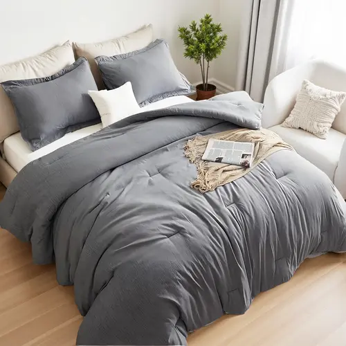 Raybee  Marshmellow Soft Comforter Set Queen Size-3 PCS ,Cooling Bedding Set for Summer ,Soft Luxury Cationic Dyeing Comforter for Air-conditioned oom , Including 1 Comforter Set & 1 Or2 Pillows Shams