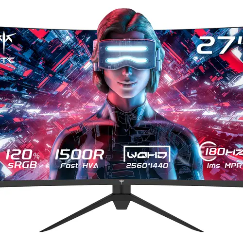 KTC 27" 2K 180Hz HVA 1500R Curved Gaming Monitor, 144Hz, GTG 1ms, 5000:1 contrast Ultrawide PC Monitor, FreeSync Premium/G-Sync, DisplayPort/HDMI/USB, Vesa/Wall Mount Computer Monitor, 3-year warranty,H27S17, Fast Panel