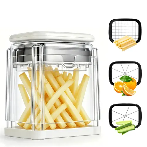 SUSTEAS Fingersafe French Fry Cutter - Air Fryer Compatible, Compact Kitchen Utensils, Detachable Interchangeable Blade Potato Slicer, Smooth Mandoline Slicer, Rustproof Easy-Clean Vegetable Cutter for Home Use, Reduces Prep Time