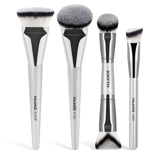 MAANGE Cosmetic Brush Set - 4-Count Soft-Bristle Kit with Kabuki, Eyeshadow, Blending Tools for Powder Application, Professional for Women & Girls#SummerWins, Eyeshadow Brush, Artist Brush Set