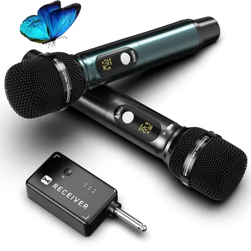 Professional UHF Dual Wireless Microphones - Portable Mic with 240ft Range, 3ms Low Latency, Studio-Grade Sound Pickup, Metal Body, USB-C Rechargeable, 30hrs Battery, for Singing Podcast Equipment Kit