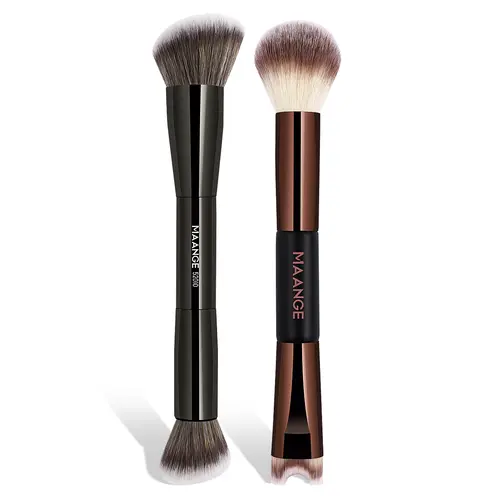 MAANGE 2pcs Multi Pack Double-Ended Face Brushes - U-Shaped Tool for Nose Sculpting, Defining, Foundation, Highlighter, Nose Shadow & Contour#DealsForYouDays#SummerWins