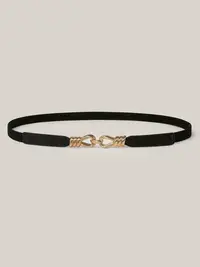 BloomChic Women's Black Gold-Tone Loop Belt - Regular Fit, Elegant Modern Style, Gold-Tone Buckle, Chain Detail, 2026 Wrap Styling, Affordable Fashion, Sizes 10-30, Accessories for Women, Stylish Accessories, Everyday Belt,Summerfinds, Belts
