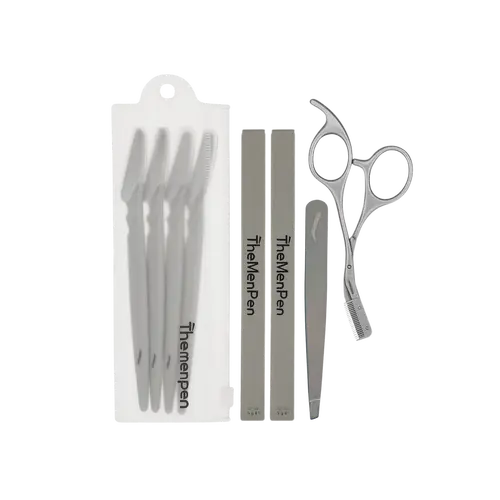 The Men Pen Complete Eyebrow Grooming Kit for Men | Scissors, Tweezers, Razors & 2 Eyebrow Filler Pens for Shaping | Trimming & Defining Brows