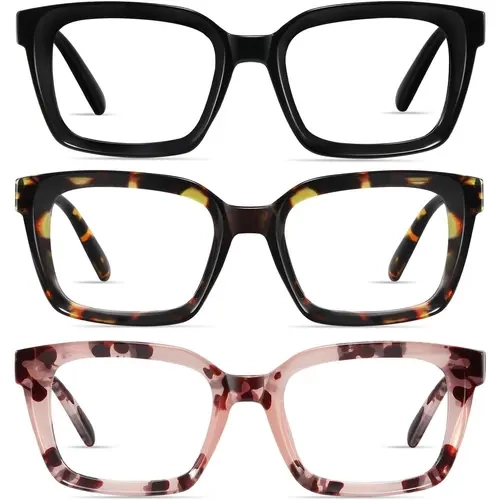 RESJOK 3 Pack Lightweight Tortoiseshell Square Reading Glasses for Women & Men - Blue Light Blocking, Anti-Glare, UV Protection, High Definition Glasses, Spring Hinge, Reduces Eyestrain (Great for Friends & Family), Blue Light Glasses #backtoschool