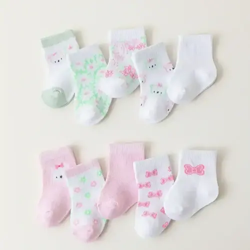Baby's Socks, Cute Soft Comfy Breathable Socks for Infant Toddler Kids, Baby Clothing, Newborn Baby Socks for All Seasons, Cute Textured Patchwork Print Socks, Socks Set, Toddler Silly Socks