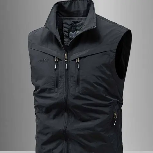 Men's Solid Color Quick Drying Vest Jacket, Minimalist Plain Fitted Vest, Regular Fit Casual Comfy Sleeveless Waistcoat Gilet for Outdoor Activities, Men's Clothes for Summer, Menswear, Tops
