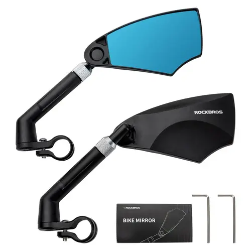 ROCKBROS Unisex 360° Adjustable Handlebar Bicycle Mirror, Anti-Glare Glass, 21-26mm Stretchable, Outdoor Cycling Accessories for Bicycle Riding & Safe Travels, Ebike Accessory