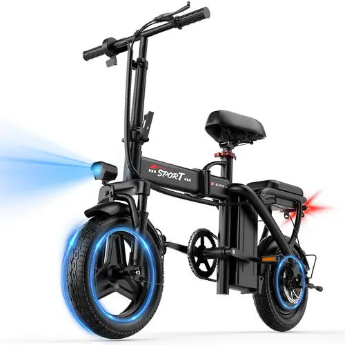 Pikabike Z6 Electric BIKE | Peak 1200W | 25MPH | 14" Pneumatic Tires | 22-40 Mile Range l Rear Disc Brake l Foldable l Two Seats