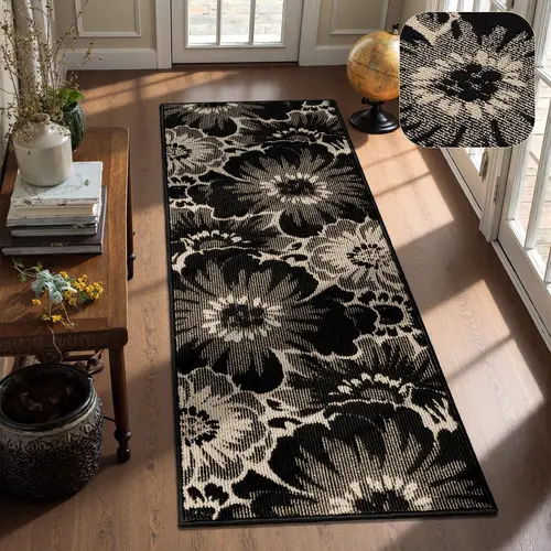 LOKHOM Farmhouse Neutral PU Kitchen Mat Set - Multi-Size Geometric Print, Durable Polypropylene Surface, Non-Skid TPR Backing, Washable, Soft, Eco-Friendly, Stain-Resistant, Wrinkle Resistant, Indoor Kitchen Floor Mat for Entryway Decor, Decorative Area R