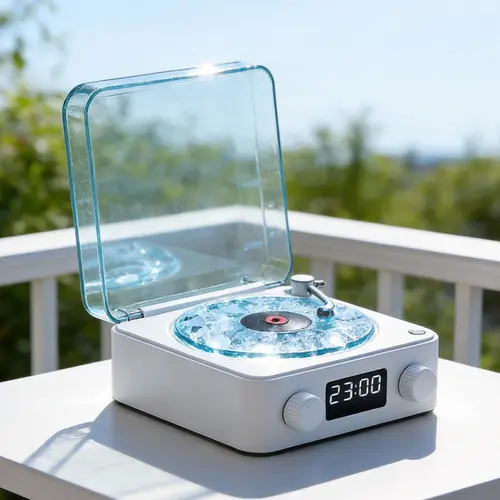 The Waves Wireless Bluetooth Portable Speaker - Vintage Gadgets with Adjustable Light, Time Function, Vinyl-Like Sound - Bedroom Room Decor, Birthday Holiday Gift, Mood-Regulating Accessory, Portable Speakers, Speaker Bluetooth, Wireless Speakers