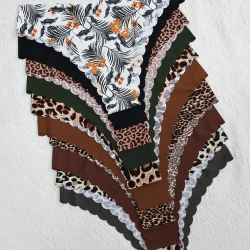 [Plus Size] Panty, Soft Comfy Breathable Seamless Fabric Print Knicker for Daily Wear, Everyday Wear Panties, Women's Underwear for All Seasons, Fitted
