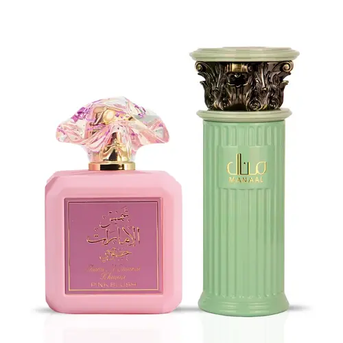 Pink Blush & Manaal Eau de Parfum Sprays 100ml (3.4 oz) by Ard Al Zaafaran (Bundle) - Sweet Gourmand Women’s Bundle