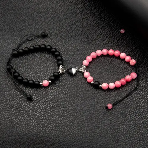 Magnetic Couple Bracelet, Fashionable Couple Bracelet, Heart Connection Bracelet, Handmade Gift for Valentine's Day & Graduation, Heart Shaped Bracelet, Matching Heart Bracelets, Bracelet Jewelry, Valentines Day Jewelry