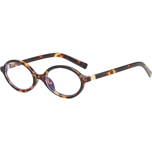 Unisex Oval Flat-Top Non-Prescription Eyeglasses, Lightweight PC Frame, AC Lens, Fashion Accessory