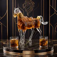 Kollea Glass Horse Shaped Whiskey Decanter with Luxury Gift Box,Halloween Party Decor,Bar Accessories,67oz Decanter&2 9.8oz Cowboy Bottles,Glassware for Western Cowboy Fans,Gifts for Him,Husband,Brother,Brithday&Anniversary,Decanter Set,sohochic