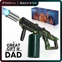 【HomeEssentials】Food Culinary Torch, Camouflage Handheld Propane Torch with Multi-Function Nozzle, 1800°C Sear Heat, Safe Heat Shield, Adjustable for BBQ, Camping (Reaches 1800°C for Intense Tasks, Propane Tank Not Included)