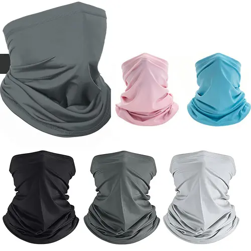 6-Piece Adults' Outdoor Sports Mask - UV Shield for Sunny Rides, Sweat-Dry Fast, Lock Edge Cooling Neck Gaiter, Breathable Convertible Headwear (Scarf, Headband, Head Wrap) for Biking, Construction Work, Neck Guard