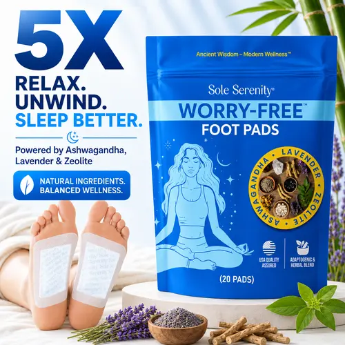 Sole Serenity Stress Relief Detox Foot Pads – Overnight Stress +Toxin Relief – Worry-Free Cortisol Support with Zeolite, Ashwagandha & Adaptogens (20 ct), Energy Healing, Grounding