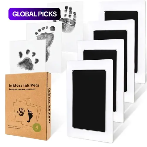4pcs Universal Inkless Handprint Set, Easy Clean Pet Memory Pad, Quick-Dry Ink, Perfect Christmas Gift, Creative New Year Keepsake