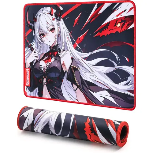 Redragon EISA P047 Anime Gaming Mousepad - Smooth Lycra Surface, Non-Slip Rubber Base, Spill-Resistant, 3mm Thick Durable Design, Black Computer Accessory,back to school,back to school haul