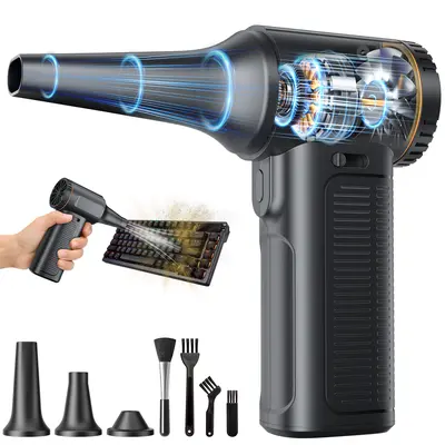 SHEKAR Electric Air Duster, Compressed Air Blower Gun, Adjustable Gears, Rechargeable Cordless, Mini Turbo Jet Fan for Keyboard, PC, Car, Home & Outdoor Cleaning Powerful Portable #Summervibes