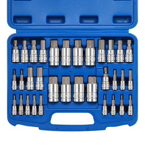 CASOMAN 33-Piece Master Hex Bit Drive Socket Set - S2 Steel SAE & Metric Hex Wrenches (5/64"-3/4", 2mm-19mm) Hand & Work Tools with Chrome Vanadium Build & Durable Carry Case, Chrome Vanadium & Socket Sets