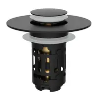 Hibbent Upgraded 3-in-1 Bathroom Sink Drain Strainer Bathroom Accessories Set, Universal Pop-Up Stopper with Removable Stainless Steel Filter Basket Hair Catcher, Brass Bullet Core Plug for 1.1"-2.36" Basins, Matte Black