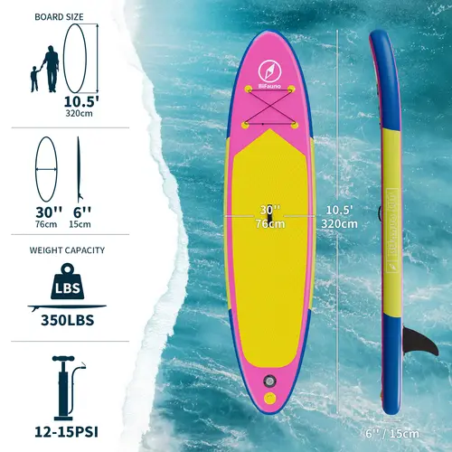【Summergarden】Inflatable Stand Up Paddle Board with SUP Accessories & Backpack Fins, Adjustable Paddle, Leash,Pump, Non -Slip Deck For All Skill Levels