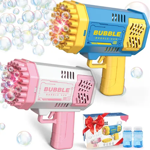 Bubble Machine 2 Pack Bubble Gun Toy for Boys Girls Summer Fun Outdoor Indoor Playtime Durable ABS Material 5000 Bubbles Per Minute Great Gift for Kids