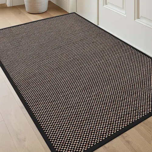 LUMI Front Door Mat Inside Entrance 36x56, Non Slip Entry Doormat with Rubber Backing, Dirt Trapping Low Profile Welcome Mats for Patio Entryway, Black