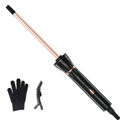 Hahahope Ceramic Coated Curling Iron - 3/8 Inch (9mm) Tiny Barrel, Adjustable Dual Temp, Fast Heating, Lightweight, Anti-Scalding Tip, 100-240V Travel Hair Styling Tool for All Hair Types,techvibes