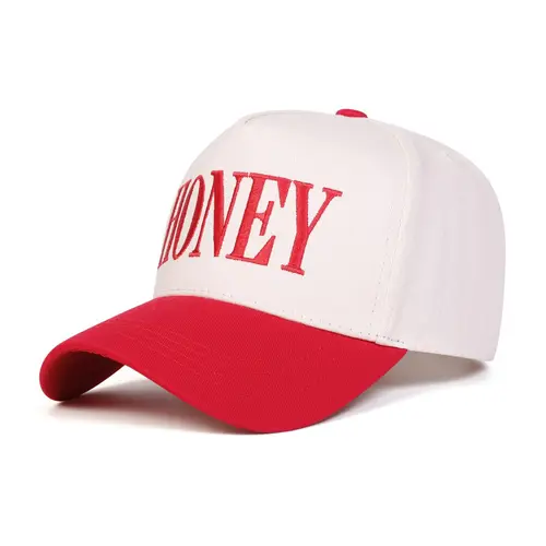 Unisex Honey Letter Embroidered Baseball Cap, Adjustable Outdoor Sun Protection Hat, Casual Woven Fabric for Spring & Fall Travel, Embroidery Adjustable Hat, Embroidered Headwear, Adjustable Casual Hats