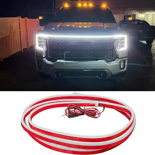 NextQube Dynamic Scan Start-Up LED Car Hood Light Strip - Waterproof Flexible Car Decorative Light, Super Bright, Weather-Resistant, Dust-Proof, Dynamic Modes, Universal Accessory