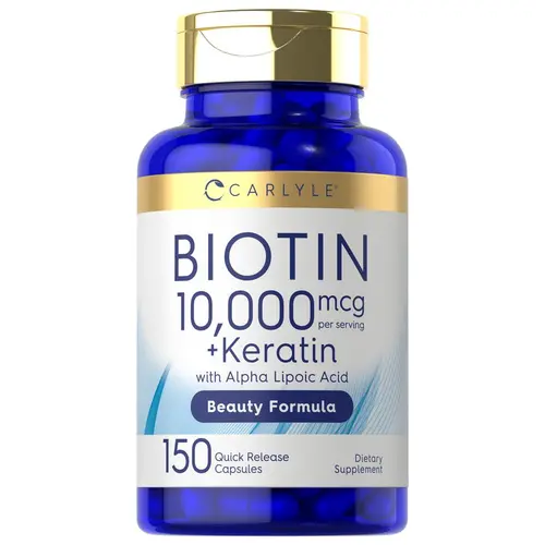 Carlyle Biotin 10000mcg - 150 Capsules - Beauty Formula with Keratin - Non-GMO, Gluten Free Supplement
