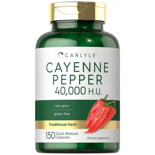Carlyle Cayenne Pepper Capsules - 40,000 HU - Non-GMO and Gluten Free Supplement
