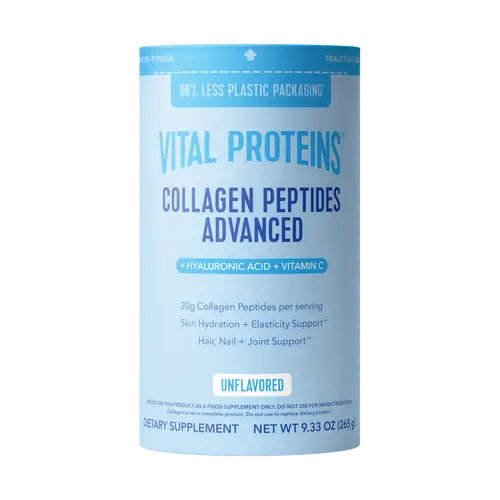 Vital Proteins Collagen Peptides Advanced - Unflavored, 9.33 oz | Powder Dietary Supplement | Hydrolyzed Collagen with Hyaluronic Acid and Vitamin C