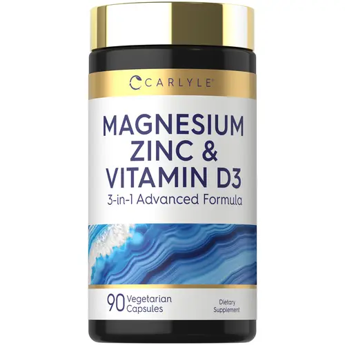 Carlyle Magnesium Zinc and Vitamin D3 - 90 Capsules - 3-in-1 Advanced Formula - Vegetarian, Non-GMO and Gluten Free