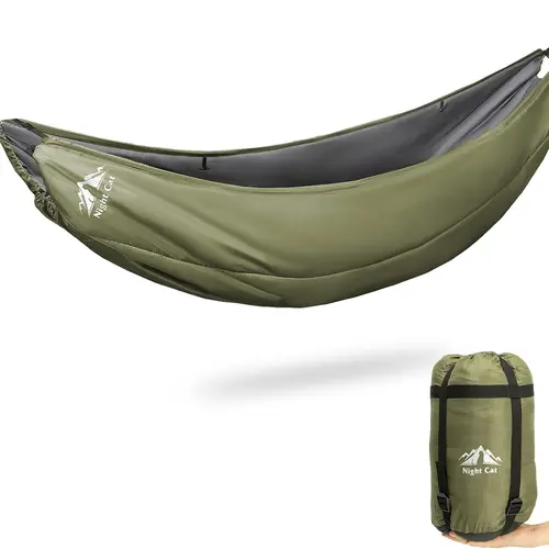 Night Cat Hammock Underquilt, Lightweight 4-Season Cotton-Filled Polyester Quilt for Warmth, 8ft x 3.6ft, for Portable Travel Hammock, Hiking & Backpacking, Camping Accessories, Easy Set Up